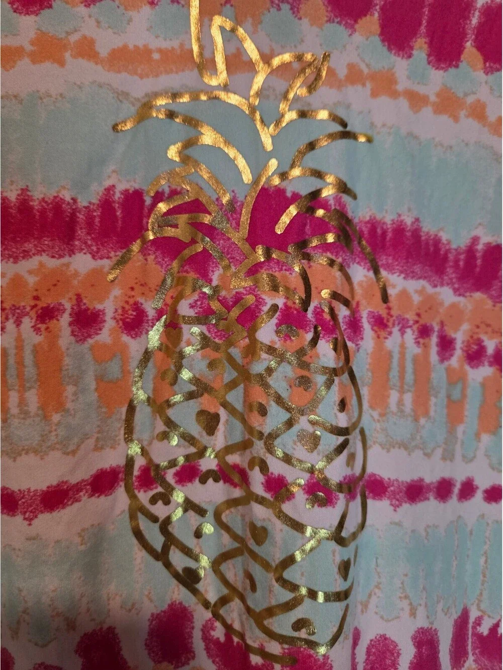 extremely ME Girls' Sleeveless Tie-Dye Dress Gold Pineapple Print Size 10/12